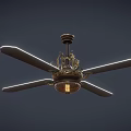 Elegant Decorative Ceiling Fan Light with Four Blades Golden Finish Illuminated Center