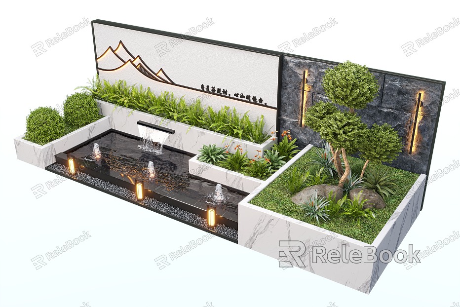 New Chinese Waterscape Wall model