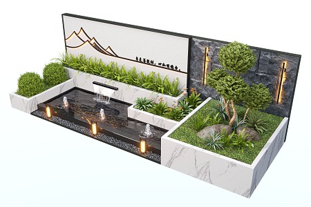 New Chinese Waterscape Wall 3d model