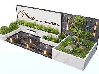 New Chinese Waterscape Wall 3d model