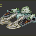 Futuristic Sci Fi Spaceship 3D Model With Metallic Structure Engines And Wings 3d model
