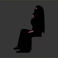 Child In Traditional Black Robe Standing Against Gray Background Full View