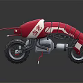 Red Futuristic Motorcycle With Unique Body Design And Sturdy Black Wheels
