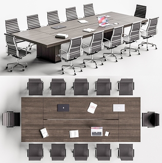 Conference table and chair combination 3d model