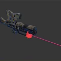 Futuristic Camouflage Weapon With Laser Scope Blue Light And Reflective Surface Design