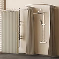 Modern Shower Head With Curtain In Elegant Bathroom Shower Area Design