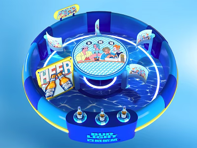 Interactive Leisure Lagoon Inflatable Circular Zone With Table And Beer Drinks 3d model