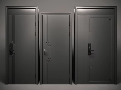 Modern Black Swing Doors With Contemporary Design And Different Styles For Home Interior 3d model