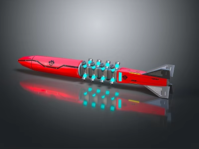 Red Modern Door Arch Featuring Blue Decorative Parts And Reflective Surface Design 3d model