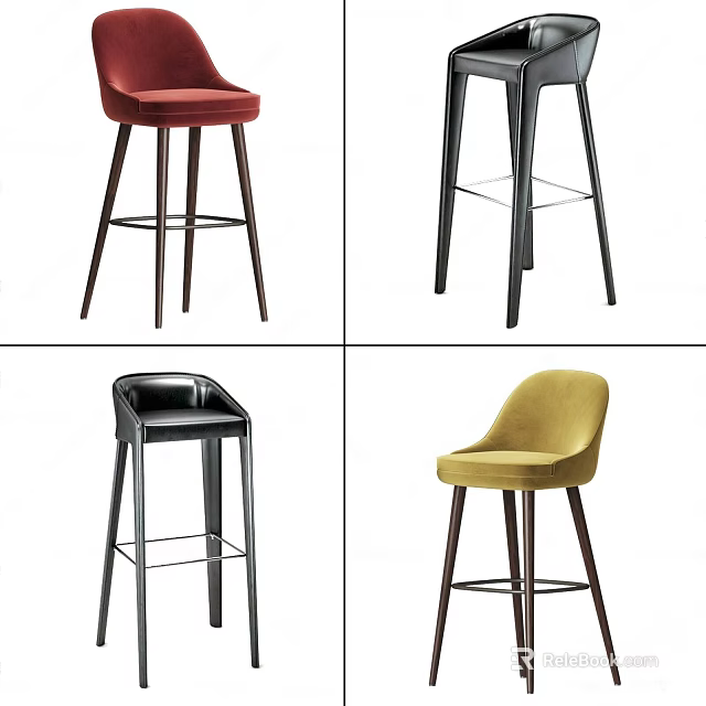 Modern Bar Stools In Various Colors And Styles For Home Kitchen Decor 3d model