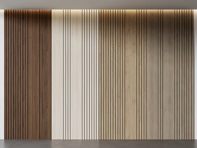 Modern Interior Wall Panels With Vertical Stripes In Diverse Colors 3d model