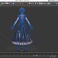 Game Fantasy Character In Gray Dress With Pink Trim Bonnet Lace Gloves And Black Boots