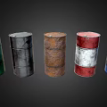 Industrial Metal Drums In Various Colors Including Rusted Brown For Industrial Use