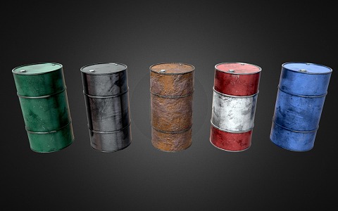 Industrial LOFT Oil Drum Tin Drum 3d model