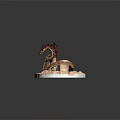 Detailed Mythical Dragon Sculpture With Coiled Body Sand Base And Scaled Texture