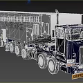 U.S. Air Force Oversize Load Truck With Extended Flatbed Trailer And Military Markings