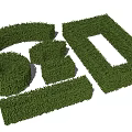 Lush Green Shaped Shrubs Featuring Round Square Rectangle and Curved Geometric Forms 3d model