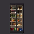 Kitchen Appliance Double Glass Doors Refrigerated Display Cabinet With Assorted Beverages Inside