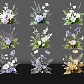 Artistic Floral Display with Purple White Blooms and Green Foliage for Interior Decoration