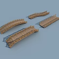 Four Wooden Bridges With Different Designs Showcasing Unique Architectural Features 3d model
