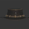 Gray Leather Cowboy Hat with Decorative Studded Leather Band Displayed on Black Background with Reflection
