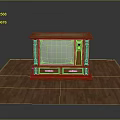 Vintage Wooden TV Stand With Classic Television And Drawers On Wooden Floor