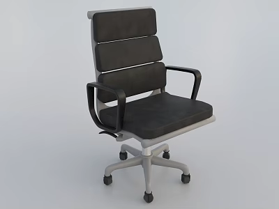 Modern Black And Gray Office Chair With Layered Backrest Armrests And Rolling Base 3d model
