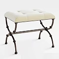 Elegant Upholstered Bench with Tufted Beige Seat and Bronze Metal Frame