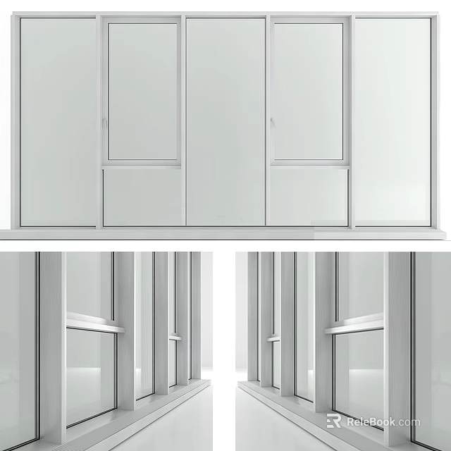 Modern Casement Windows With White Frames Transparent Glass Natural Lighting And Clear View 3d model 