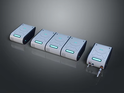 Modern White Smart Digital Devices With Indicator Lights And Ports Arranged In Line 3d model