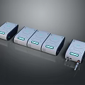 Modern White Smart Digital Devices With Indicator Lights And Ports Arranged In Line