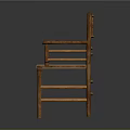 Classic Wooden Armchair With Woven Seat Curved Armrests And Carved Backrest