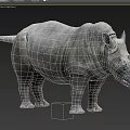 Standing Realistic Gray Rhinoceros 3D Model With Detailed Skin And Horns