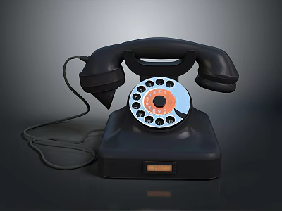 Vintage Rotary Phone Electronic Appliance With Classic Design And Mechanical Dial 3d model