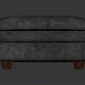 Modern Gray Upholstered Sofa Stool With Padded Seat And Wooden Legs Design