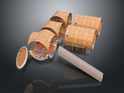 Natural Scenic Arrangement of Arched Structures Using Natural Material and Rolled Elements 3d model