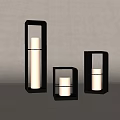 Three Black Framed Outdoor Lights With White Candle Shaped Light And Modern Design