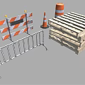 Traffic Cones Wooden Pallets Metal Barriers And Road Closed Signs At Construction Site
