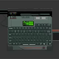 Vintage Sci Fi Laptop With Green Screen Control Panel And Cables 3d model