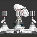 Futuristic Smart Machine Base with Large Satellite Dishes Tall Towers Central Circular Structure and Walkways