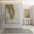 Botanical Paintings Displayed In Modern Interior With Palm Leaf Cactus Geometric Wall And Gray Rug