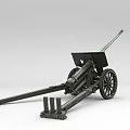 Vintage Military Weapon Old Cannon With Metal Wheels Long Barrel And Wooden Carriage