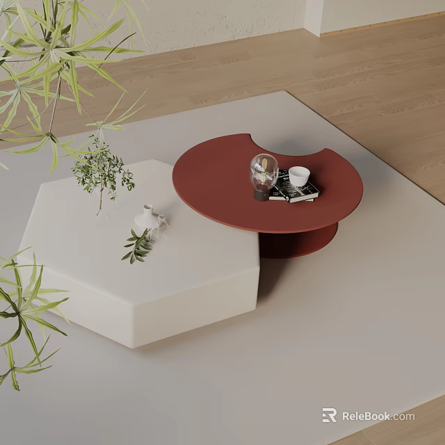 Modern Sofa and Coffee Table Set with Stylish Design and Decorative Elements 3d model