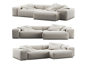 Modern corner sofa fabric multi-person corner sofa 3d model