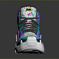 High Top Multicolored Shoes With Colorful Patterns Gray Laces And White Sole