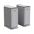 Public Trash Bins In Black And White With Gold Accents And Lids