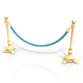Architectural Golden Pillars With Spherical Top Decorations Green Rope Connecting And Decorative Bases