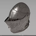 Medieval Knight Helmet With Metallic Surface And Riveted Face Mask Design 3d model