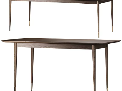 Modern Minimalist Dining Table With Wooden Top And Slim Metal Legs Design 3d model