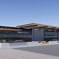 Modern Commercial Complex with Sandwich Shop Parking and Outdoor Seating Area